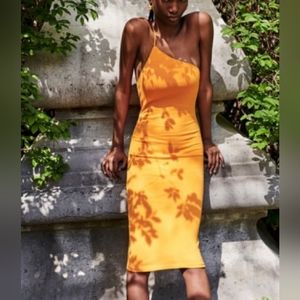 Zara Asymmetrical Bodycon Small Orange Dress